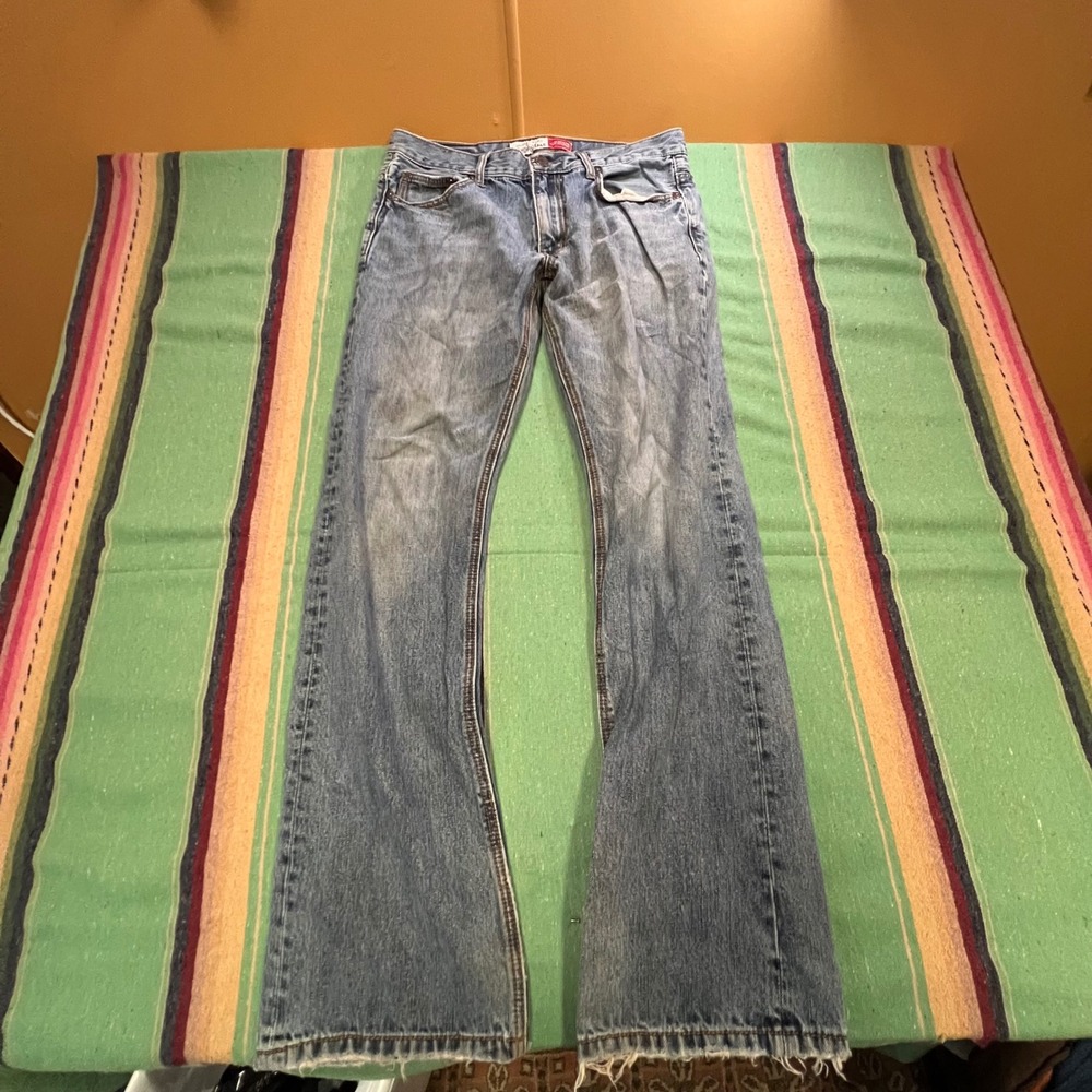 Aeropostale Driggs Jeans Mens 32x34 Blue Slim Bootcut Distressed Medium Wash